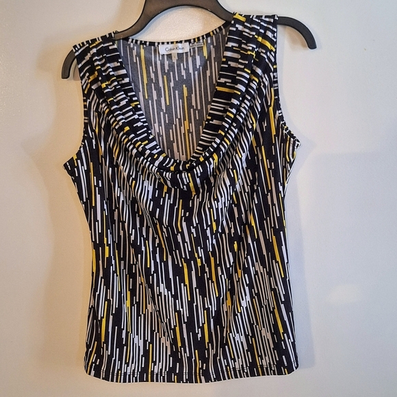 Calvin Klein Black and Yellow Striped Tank Top - Picture 5 of 5